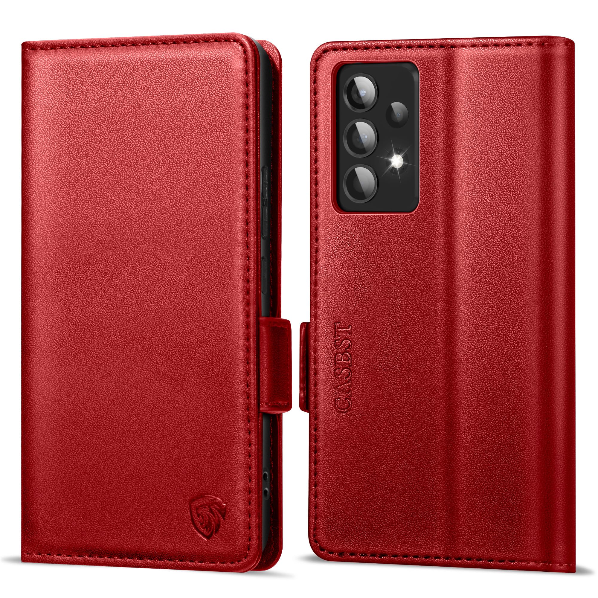 CASBST Handyhülle für Samsung Galaxy A50/A30S Hülle, Premium Leder Schutzhülle Klappbar für Samsung Galaxy A50 Flip Case mit Kartenfach Ständer Magnet Klapphülle für Samsung A50 Hülle (Schwarz)