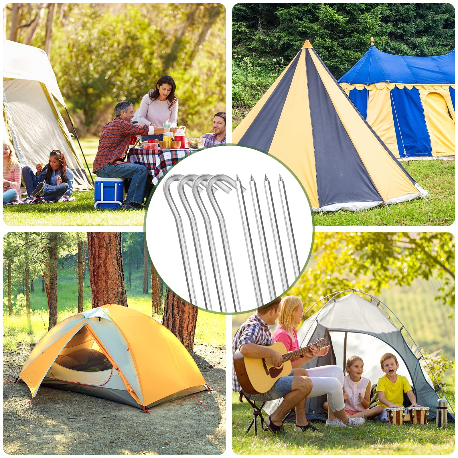 Lot de 12 Pcs Piquets de Tente, 18 cm, Sardines de Fixation Sol en Alliage d'aluminium extrêmement Stables pour Le Camping et l'extérieur Pique-Nique Randonnée Pêche