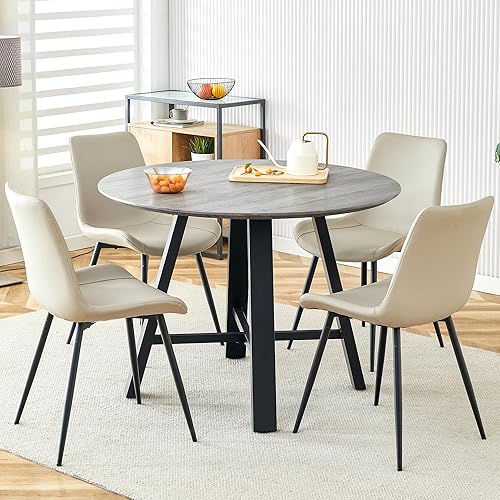 Miniatura 31 de Juego de mesa de comedor redonda para 4, mesa de comedor y sillas de cocina moderna para 4,42 pulgadas, juego de mesa de comedor para 4, juego de