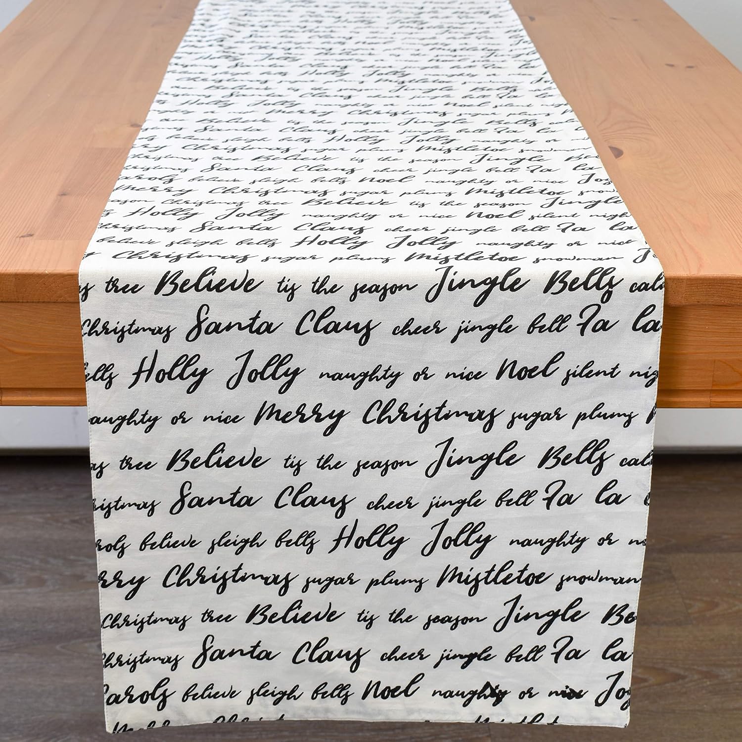 Christmas Table Runner for Holiday Decor (Off-White, 14x80 inch, Pack of 1) Fabric Lined | Properly Finished, No Fray Edges | for Home, Kitchen, Dining Room, Holiday