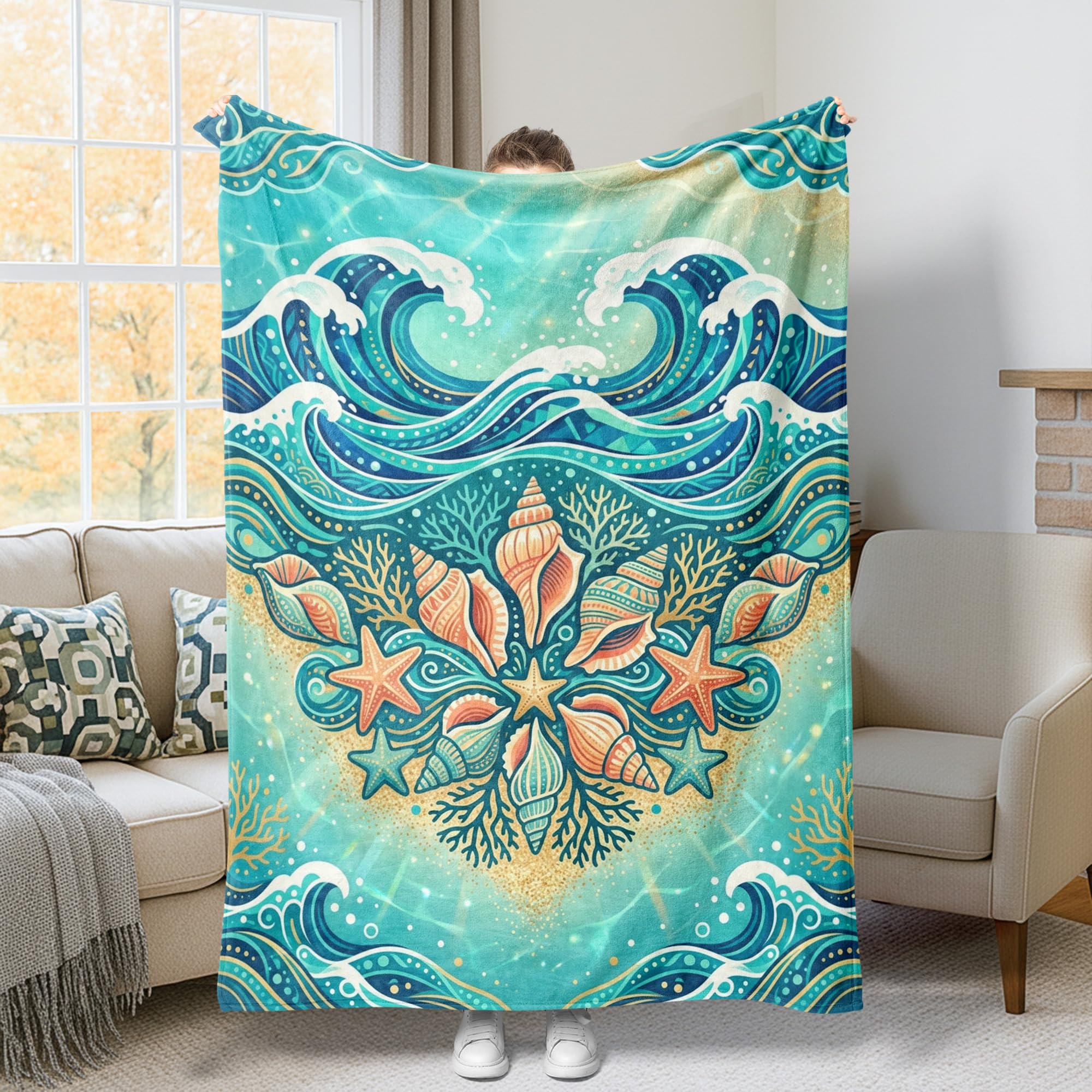 Couverture en polaire douce et chaude grand format couleur bleu sarcelle