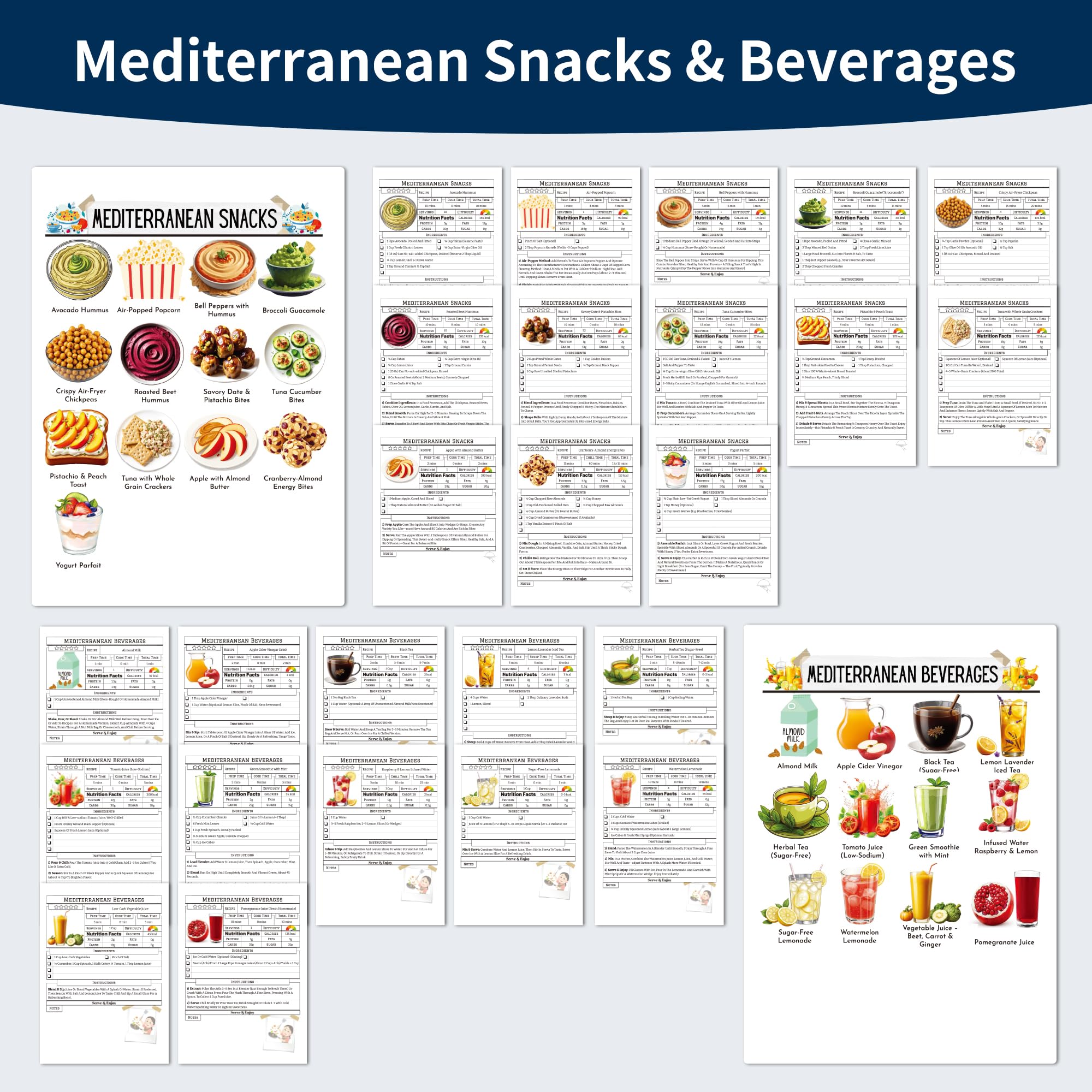 Simple & Easy - Libro de cocina de dieta mediterránea para principiantes y personas mayores, libro de recetas mediterráneas con planes de comidas, lista de alimentos y aperitivos, cuaderno de cocina