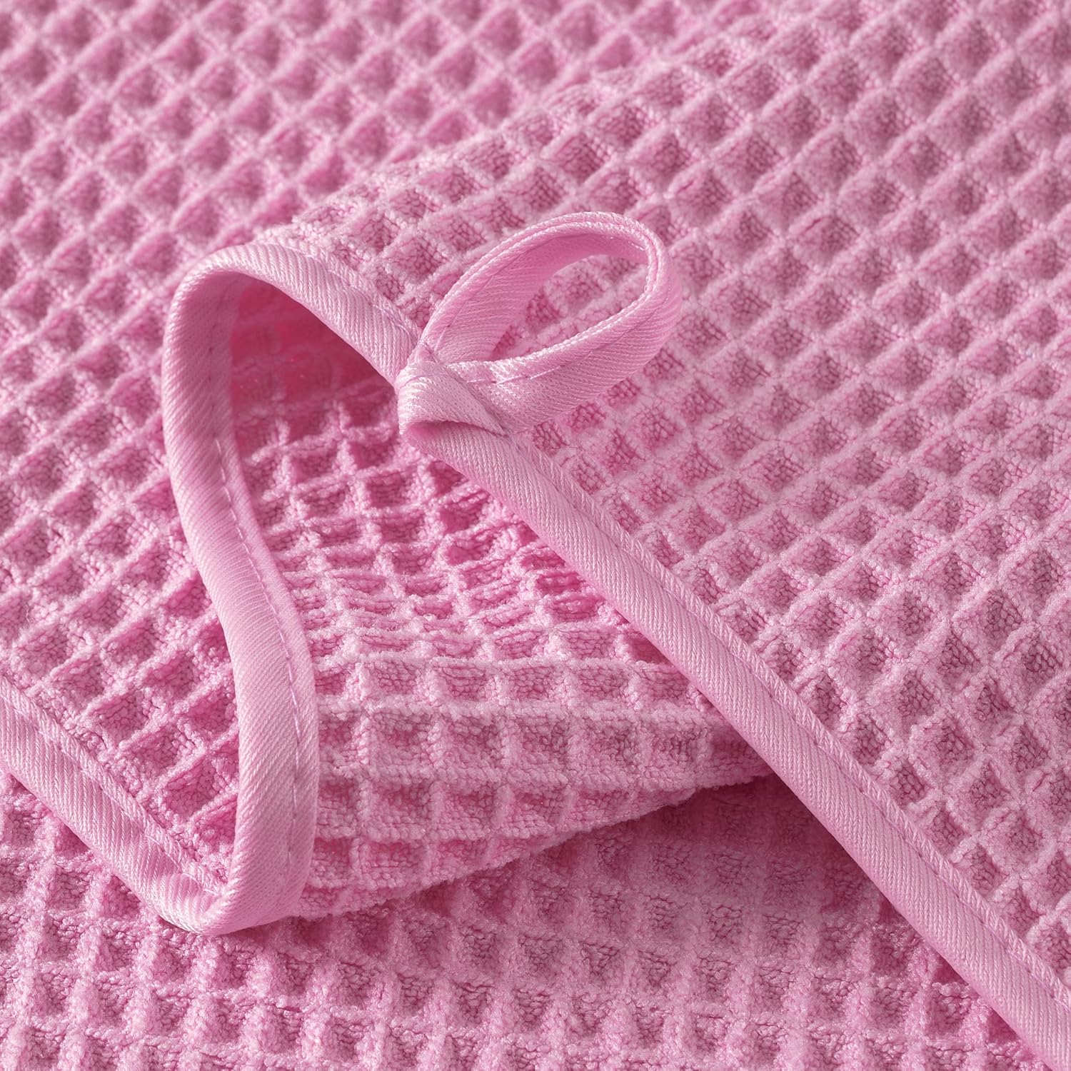 MICROFI New Microfiber Waffle Bath Towels, 2 Pieces, Oversized, Soft, Absorbent, Fast Drying, Lint Free 430 GSM (Pink)