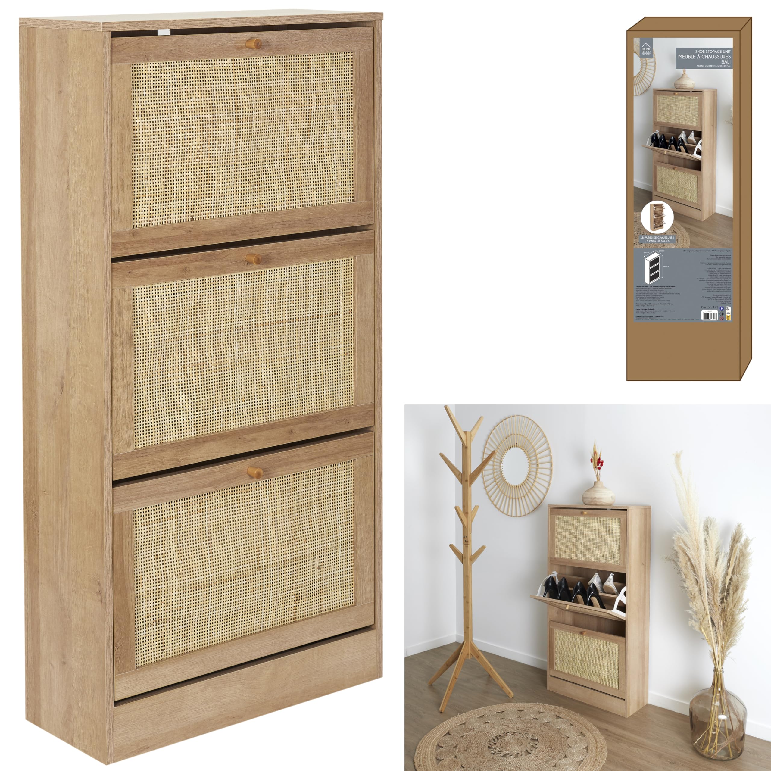 vidaXL - 5-laags Schoenenkast 10 paar - Oud hout - 60x35x70 cm | Leen Bakker