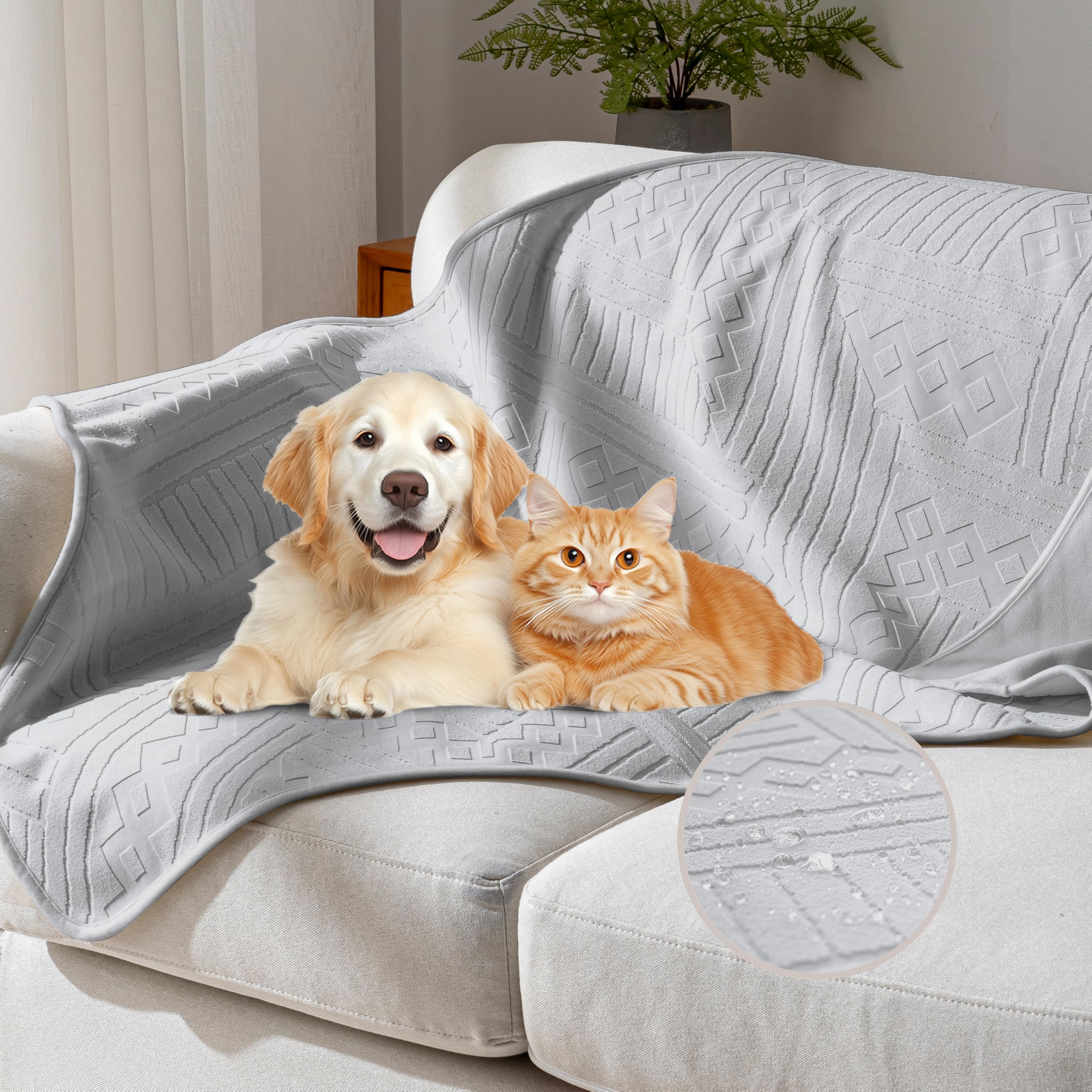 Waterproof Recliner Chair Cover - Washable Double-Sided Velvet and Pattern Reversible Cover for Couch, Bed, Car and Sofa Protection for Dogs, 30x40in/