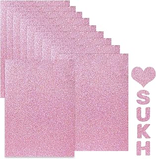 Sukh Pink Glitter Cardstock Paper - Glitter Cardstock Craft Paper A4 Thick Colored Crafts Christmas Valentines Gift Box Wrapping DIY Wedding Birthday Party Sparkle Decor Scrapbook 250GSM 10pcs