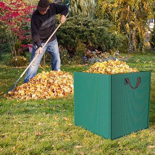 Miniatura 5 de Bolsas de hojas, paquete de 2 bolsas cuadradas grandes de 33 galones reutilizables para césped y jardín para colección de hojas, bolsa plegable con