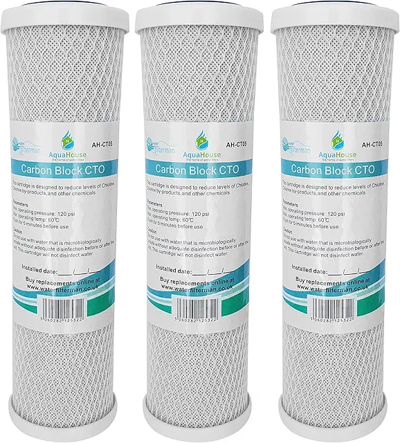 Cartucho de Carbono Activado AquaHouse 10" - 3 Unidades para Filtros de Agua