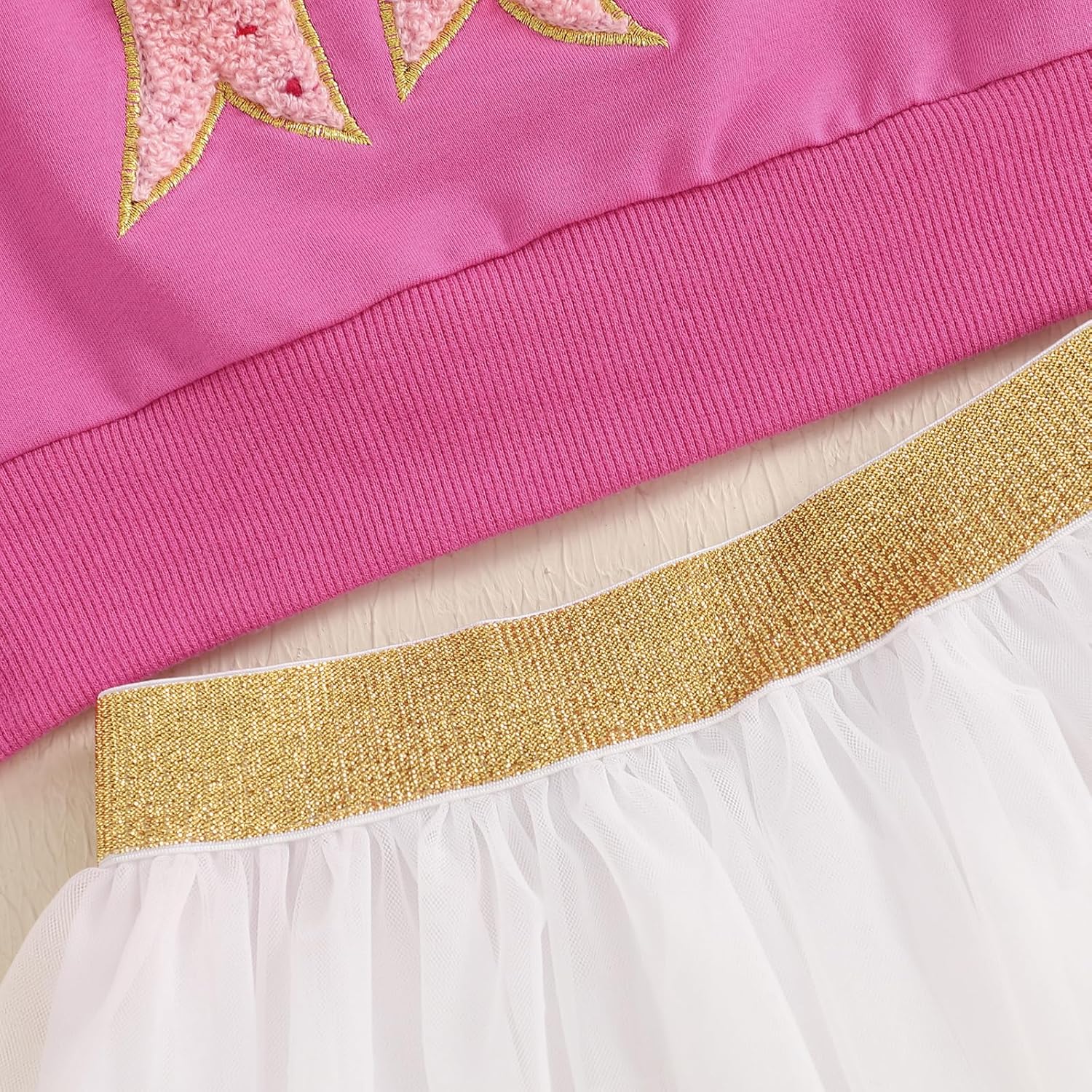 SAYOO Toddler Baby Girls Valentine's Outfits Be Mine and Bow Embroidery Sweatshirt Tops+Rainbow Tutu Skirt 2Pcs Clothes - Image 6