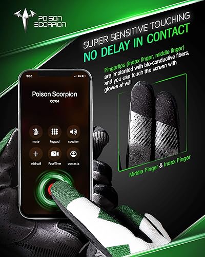 Miniatura 5 de POISON SCORPION Guantes de motocicleta para niños pequeños, deportes al aire libre, dedo completo, verde, talla XS, motocross, MX BMX, MTB, ATV,