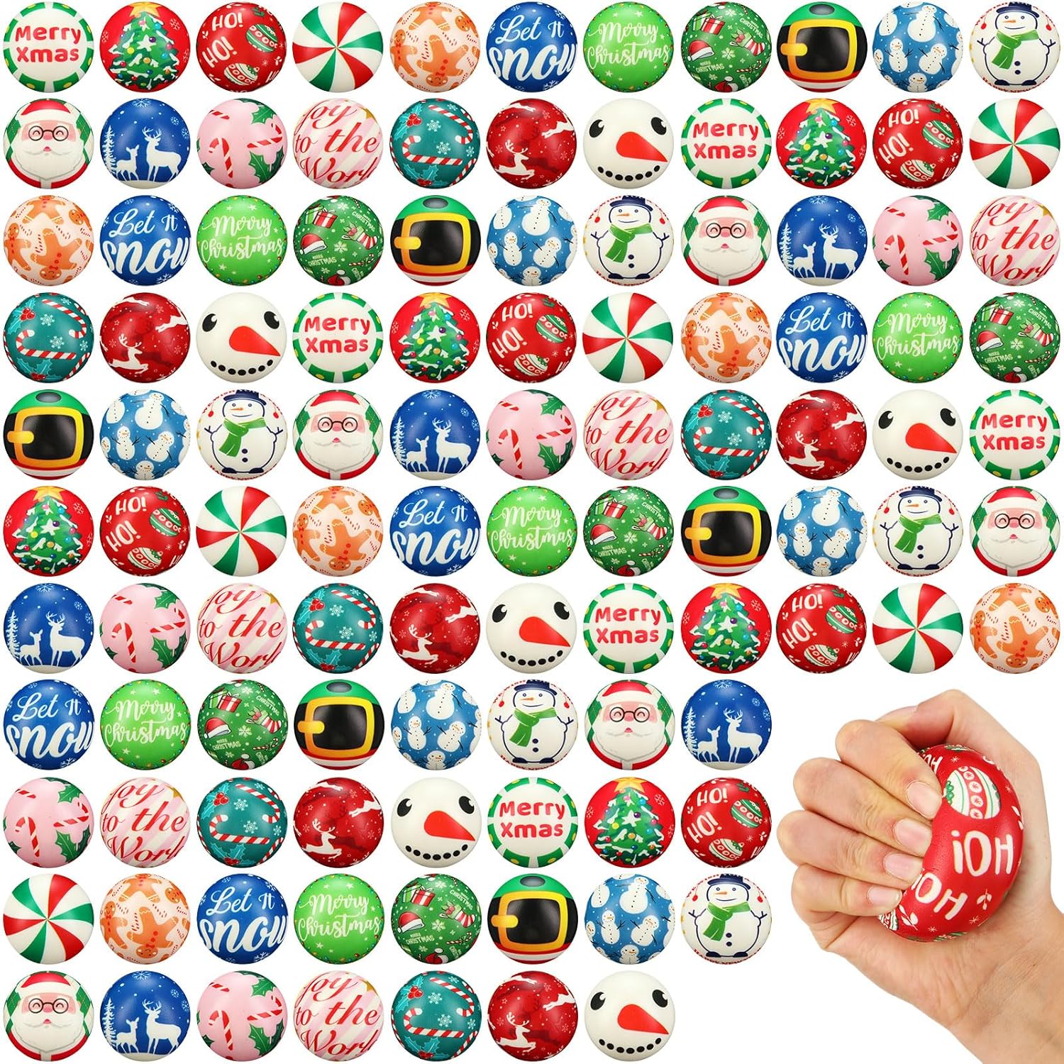 Yunsailing 108 Pcs Mini Stress Balls Bulk 2.4'' Sensory Fidget Ball Treasure Box Prizes Soft Assorted Stress Relief Toys for Hand Wrist Finger Exercise Adult Teen Party Favor Classroom