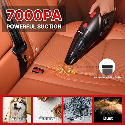 Miniatura 2 de Shop-Vac Aspiradora de coche de 12 V, aspiradora portátil con potente succión de 7000 Pa, aspiradora de mano con cable de 16 pies y bolsa de