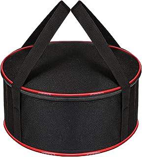 Camping Tableware Organizer Outdoor Hiking Plate Dishes Bowl Pot Storage Bag, Large Round Crockery Protectors Travel Dinnerware Chest, Camp Dish Bags with Zipper for Cupboard