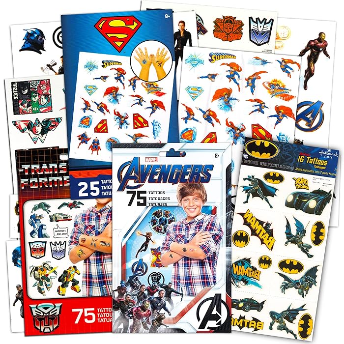Buy Superhero Tattoos for Boys Kids Party Bundle 200+ Licensed