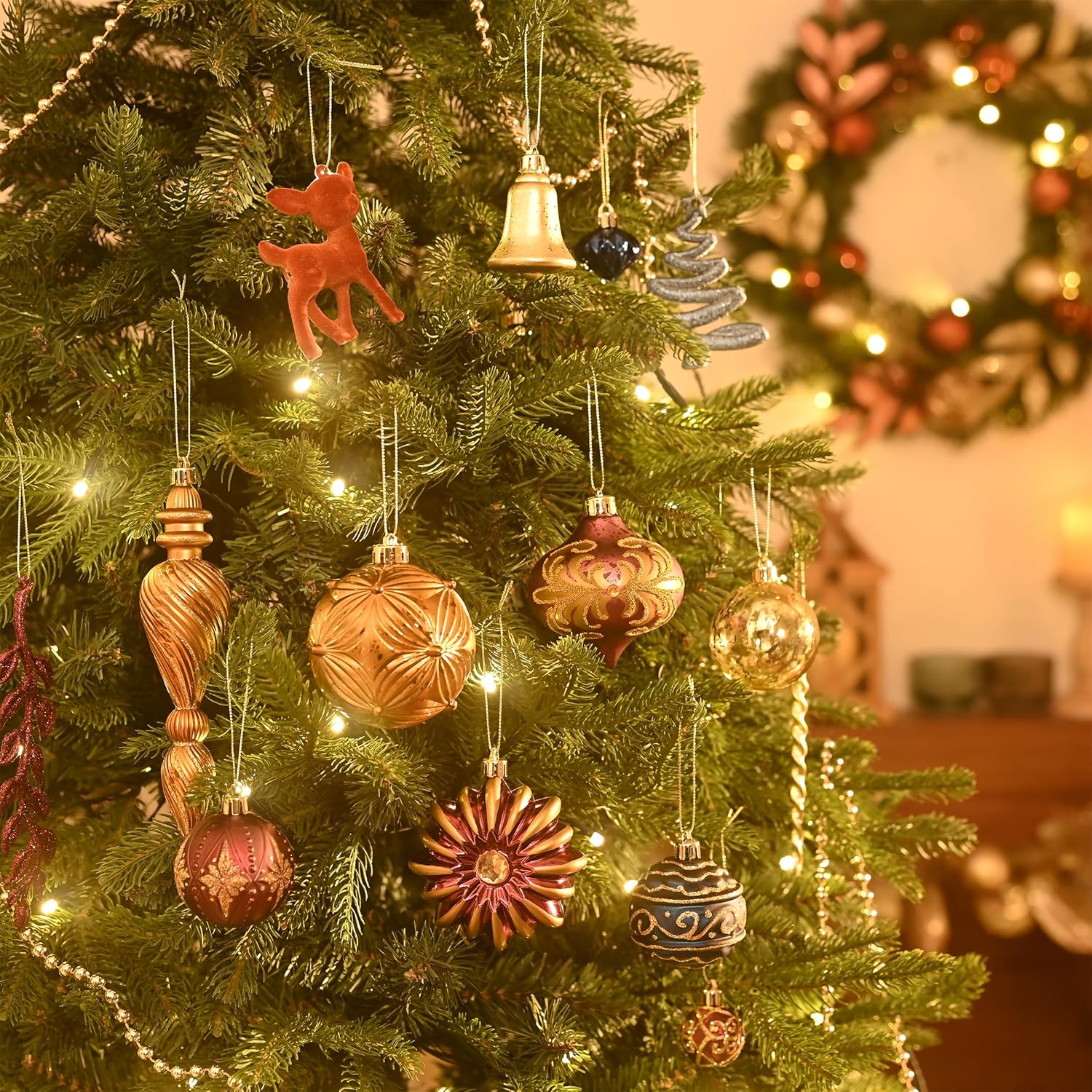 Valery Madelyn Ornaments for Christmas Trees, 108ct Copper Purple Blue Shatterproof Christmas Tree Decorations, Luxury Hanging Ball Ornaments Bulk for Xmas Holiday Decor - Image 6