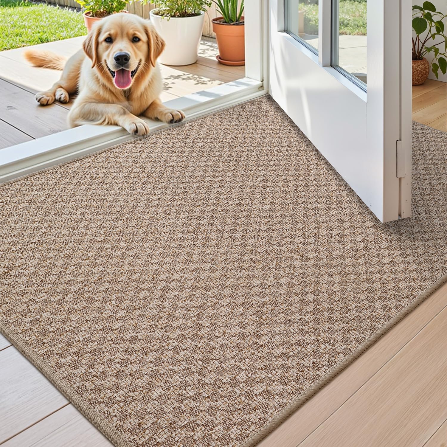 Color&Geometry Thin Front Door Mat Indoor Entrance Non Slip Rubber Backed, 17.5"x30" Indoor Door Mats for Entryway, Dirt Trapper Doormat Washable