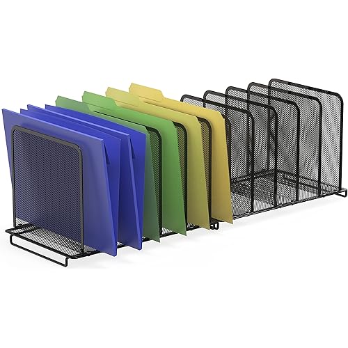 2 Pack - SimpleHouseware 5 Section Upright File Sorter Organizer, Black