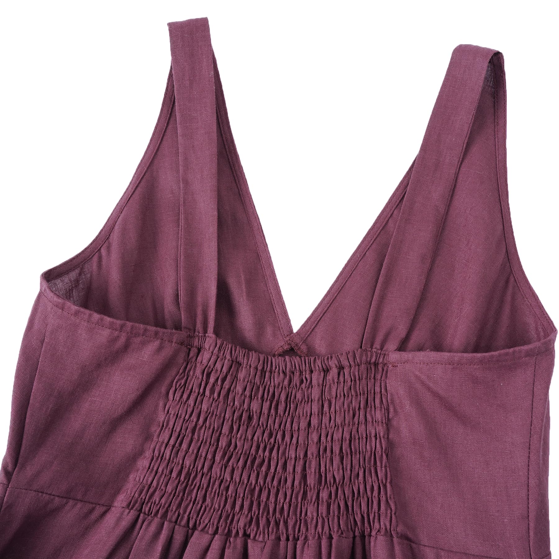 Amazhiyu Robe en lin pour femme - Robe d'été sans manches - Robe maxi à fleurs - Robe d'été - Col en V - Robe de plage longue - Robe de loisirs