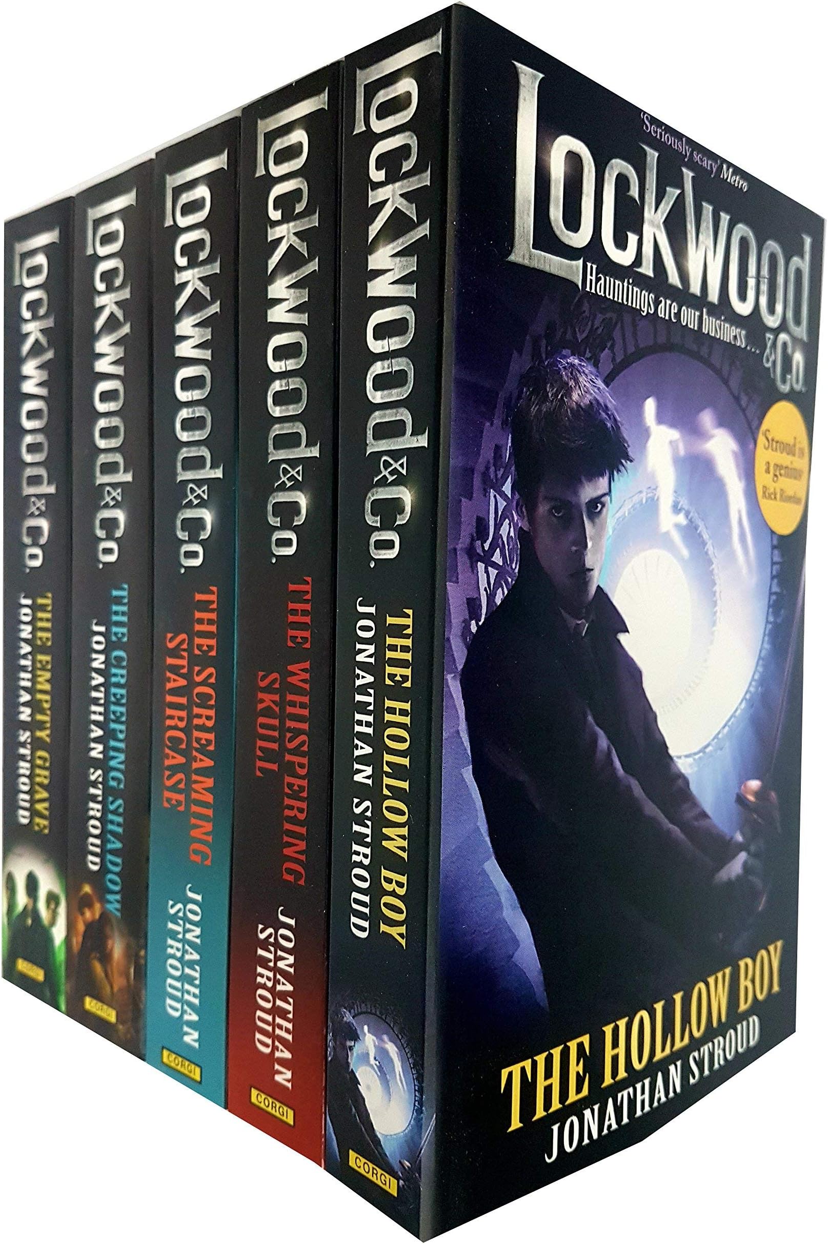 Corgi Childrens Lockwood and Co Series 5 Books Collection Set by Jonathan Stroud (The Screaming Staircase, The Whispering Skull, The Hollow Boy, The Creeping Shadow, The Empty Grave) Paperback – 1 January 2019
