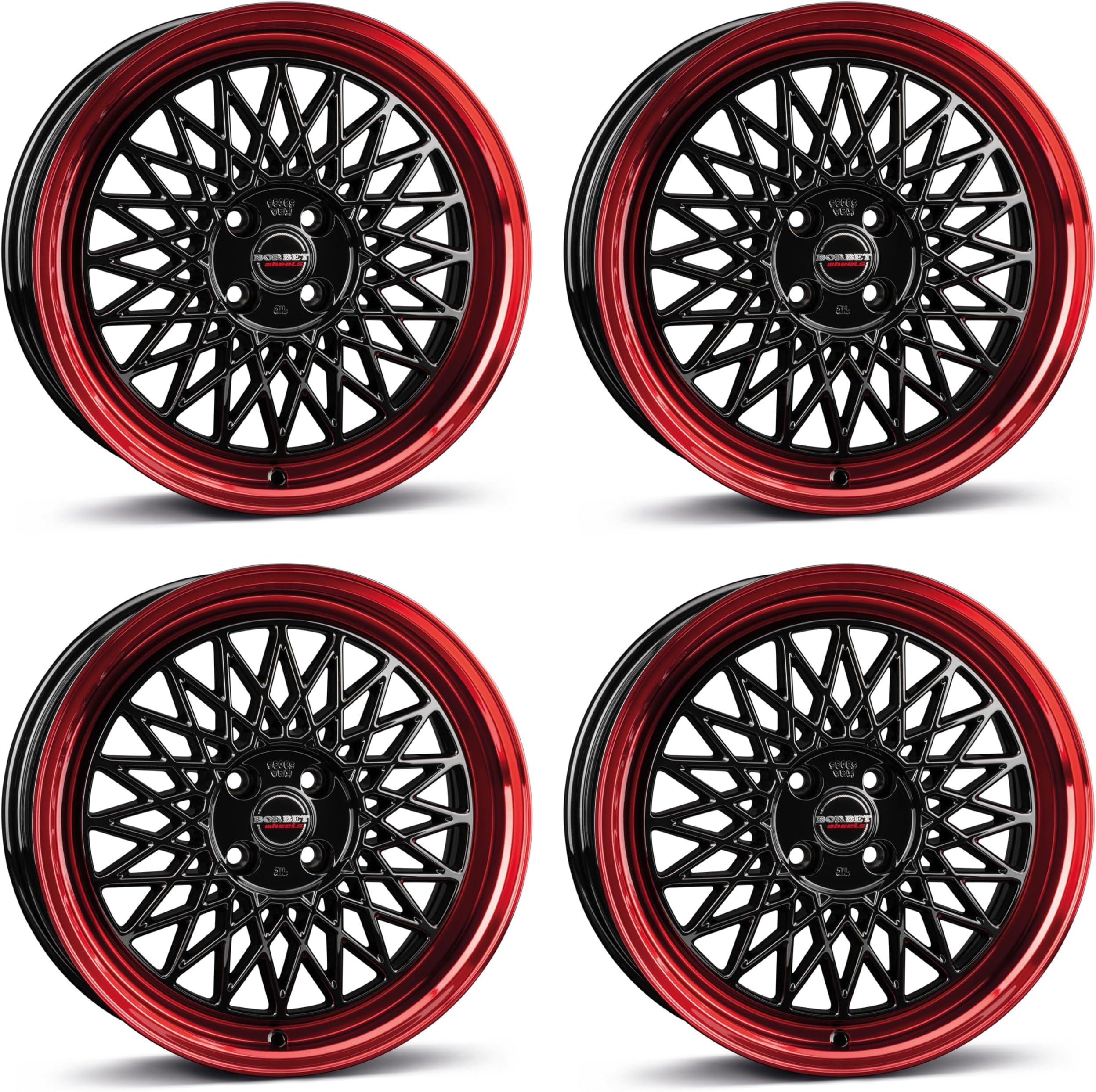4x Borbet alloy rims B 7x17 ET30 4x100 black rim red compatible with Suzuki Baleno Ignis Swift