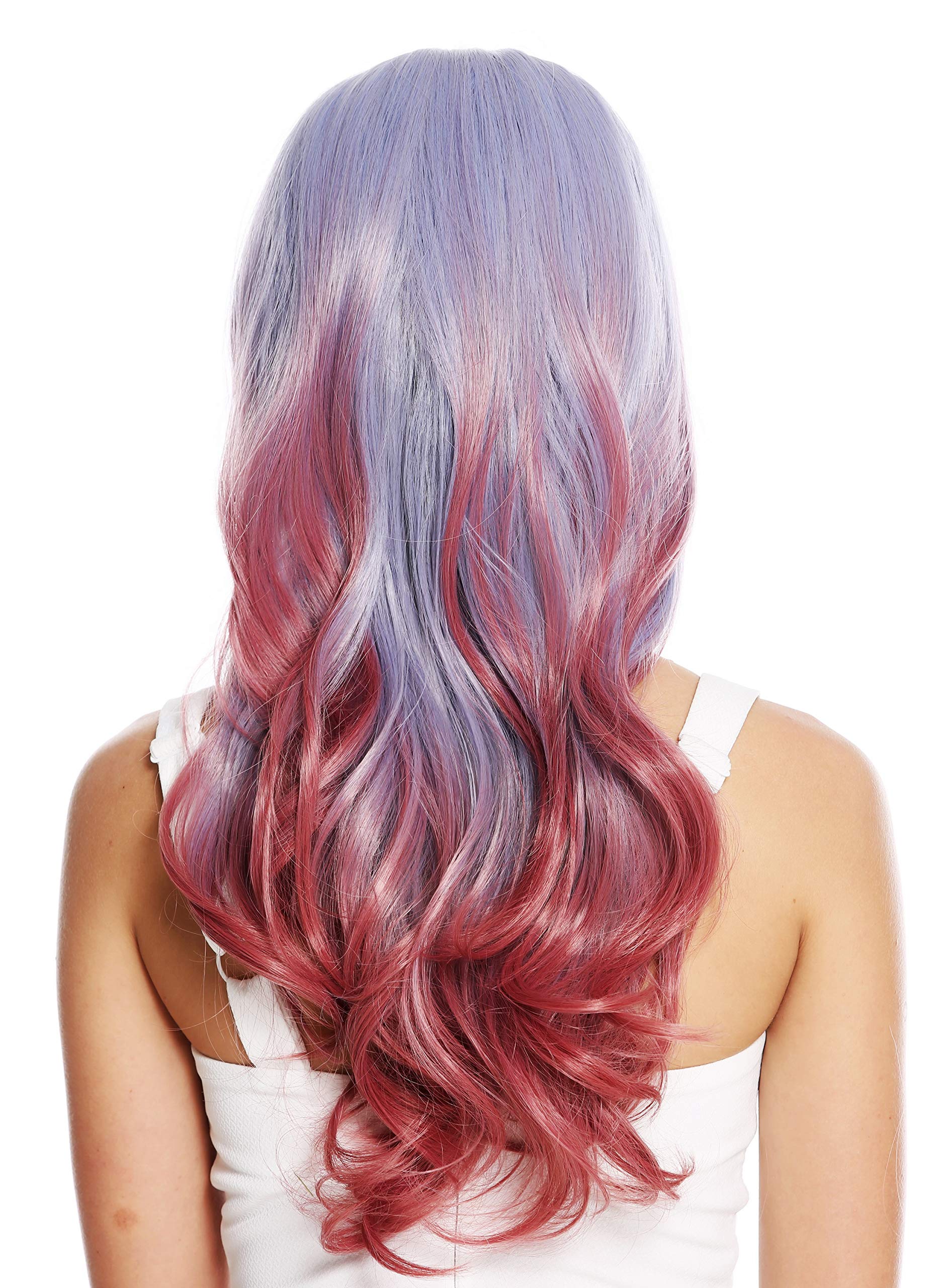 WIG ME UP - DL-109-3925/3904 women's quality wig long wavy balayage ombre blue grey red, Gray-red mix (3925/3904), Länge: ca. 55 cm - Image 4