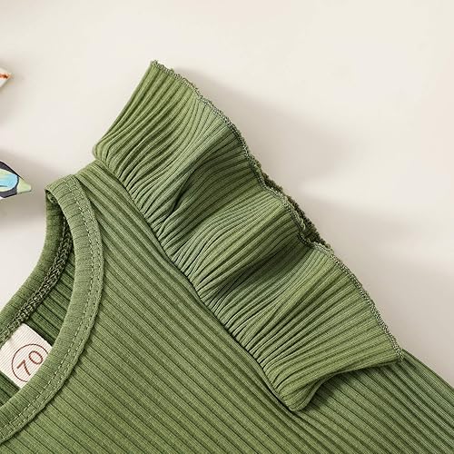 Miniatura 5 de Conjunto de ropa de verano para bebé niña, mameluco de manga con volantes y pantalones cortos florales con diadema