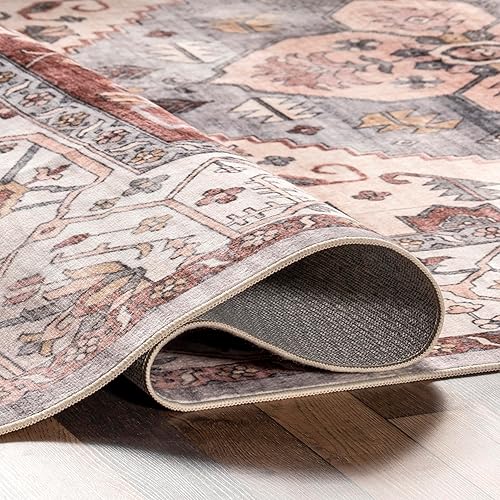 Miniatura 6 de nuLOOM Jenise - Alfombra tradicional lavable a máquina, 4 x 6 pies, color beige