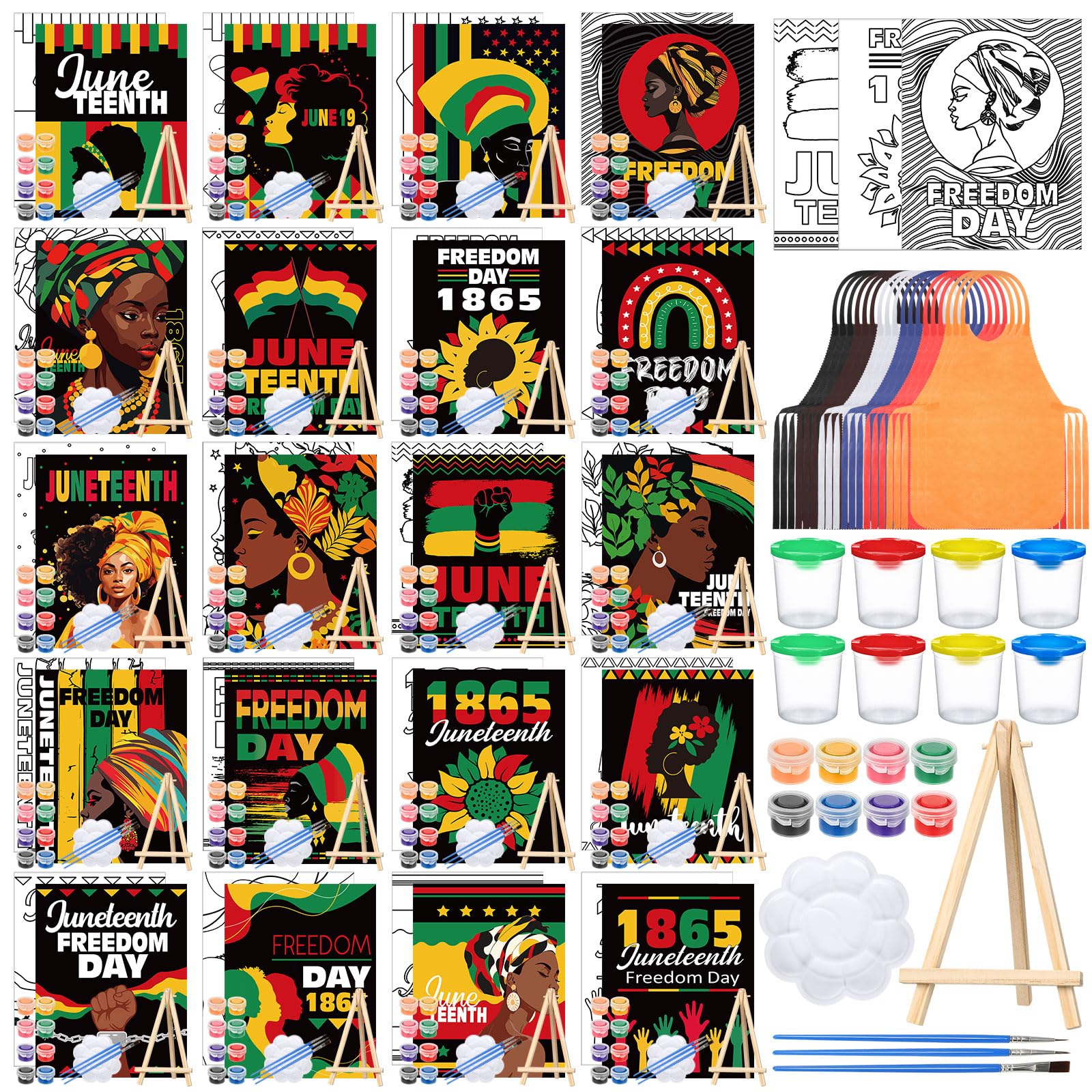 Sherr 140 Pcs 20 Set Pre Drawn Canvas Kit for Painting Craft Sip and Paint Kit for Adults Pre Printed Canvas Painting Favor for Virtual DIY Birthday