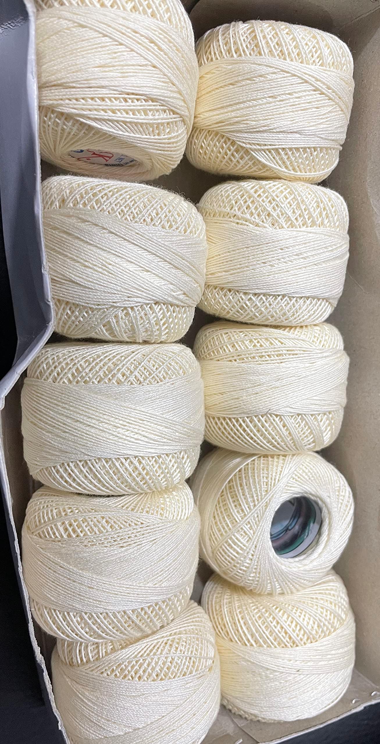 OMX Crochet Cotton Thread Yarn For Knitting And Craft Making Combo Pack Of 10 Roll, Size Of Thread Is 20 (Off White Cream - Neelam Reference - #55Ll), 349 Gram