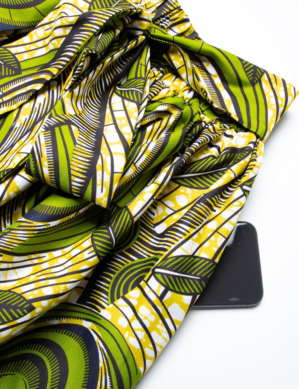 Women's African Print Long Skirt Kente Wax Maxi Skirts with Pockets Head Wrap Set - Image 6