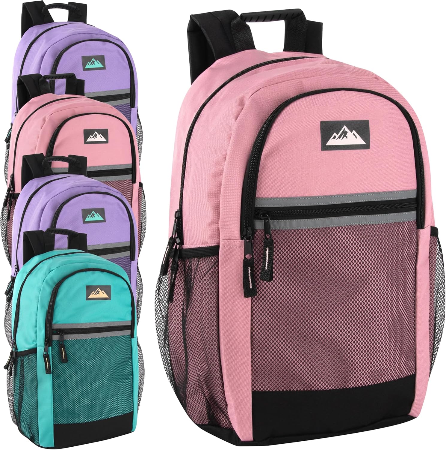 Summit Ridge 24 Pack Bulk Reflective Backpacks Wholesale for College Men, Women, Homeless Adults (Female Colors Pack)