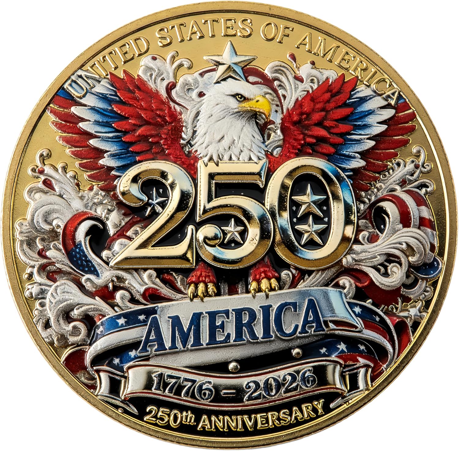250th Anniversary U.S. Army Commemorative Coin – Double-Sided High Relief Design – 1775-2025 Military Collector Coin – Veteran Gift – Patriotic Metal Challenge Coin (Army)
