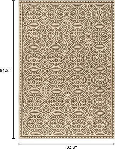 Miniatura 2 de SAFAVIEH Linden Collection LND134C - Alfombra decorativa geométrica para interiores y exteriores, no desprende pelusa, fácil de fregar para patio,