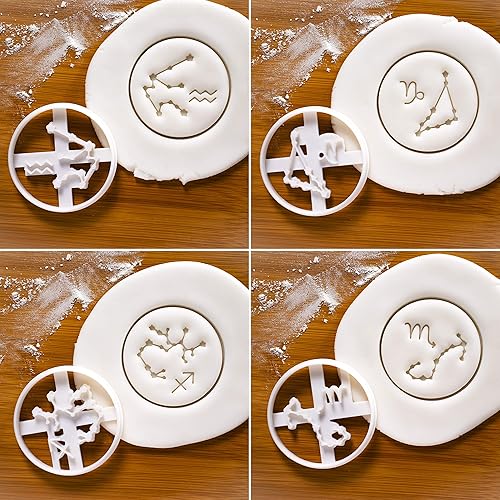 Miniatura 2 de Juego de 12 cortadores de galletas con signos del zodiaco y constelación del horóscopo astrológico, 12 piezas - Bakerlogy
