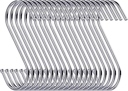 10 Pack Heavy Duty S Hooks S Shaped Hanging Hooks Large Hangers for Kitchen, Bathroom, Bedroom and Office Silver