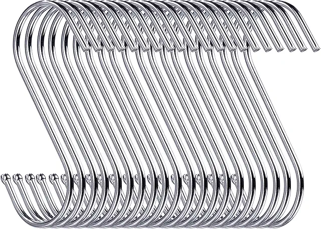 Swatowot 10 Silver S-Hooks, 9cm Hanging Hook for Clothes Rack & Coat Rack
