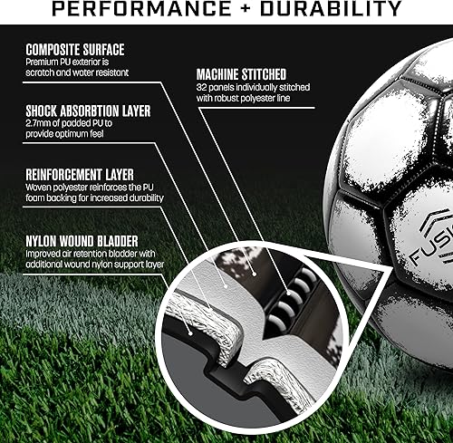 Miniatura 5 de GoSports Fusion balones de fútbol - Alto nivel de rendimiento - Disponible para la venta individual o en paquete de 6 - Incluye inflador y bolsa