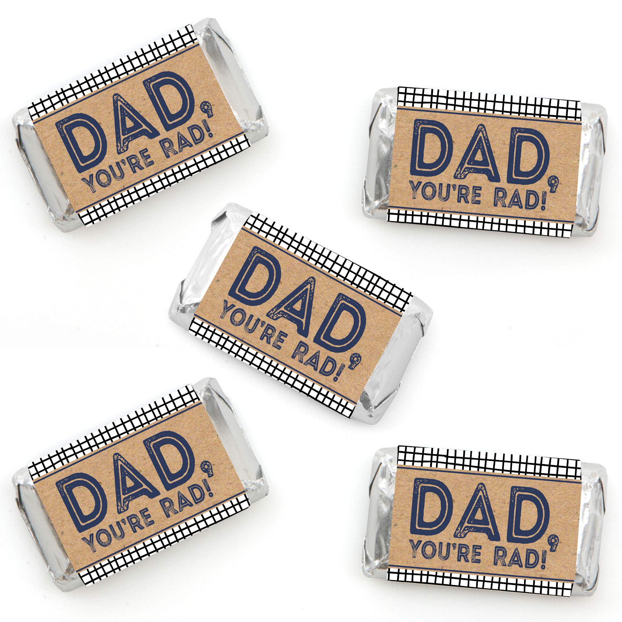 Big Dot of Happiness My Dad is Rad - Mini Candy Bar Wrapper Stickers - Father’s Day Party Small Favors - 40 Count