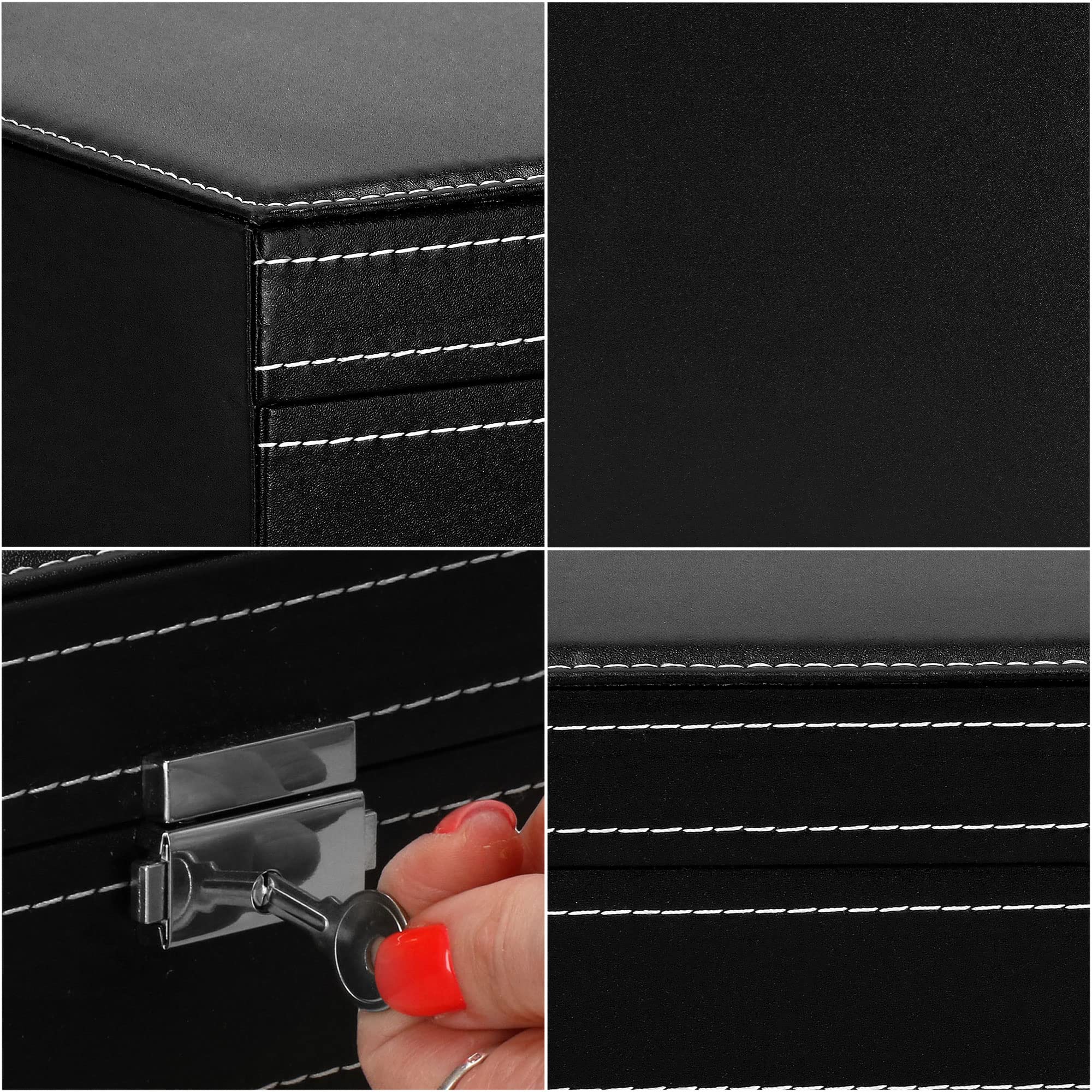 Cassetta Orologi SPRINGOS 12 Posti - Scatola Portagioie In Similpelle Con Finestra - Foto 11