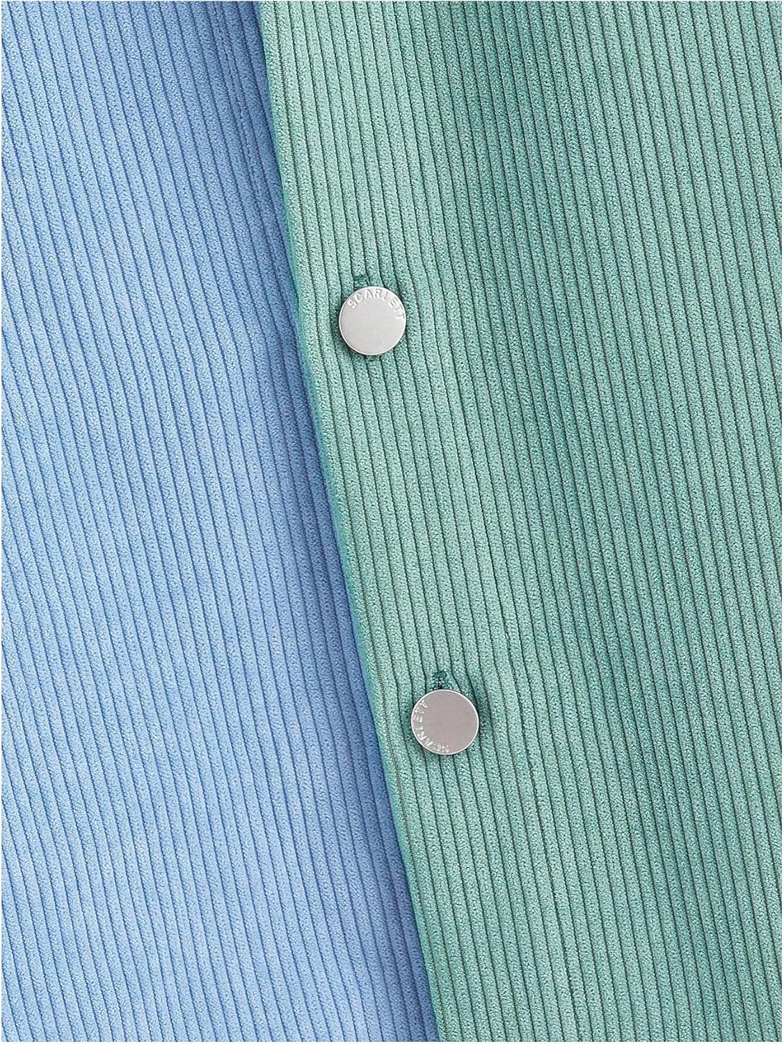 SHENHE Men's Colorblock Button Down Shirt Jacket Collared Loose Corduroy Shacket Jacket Streetwear - Image 6