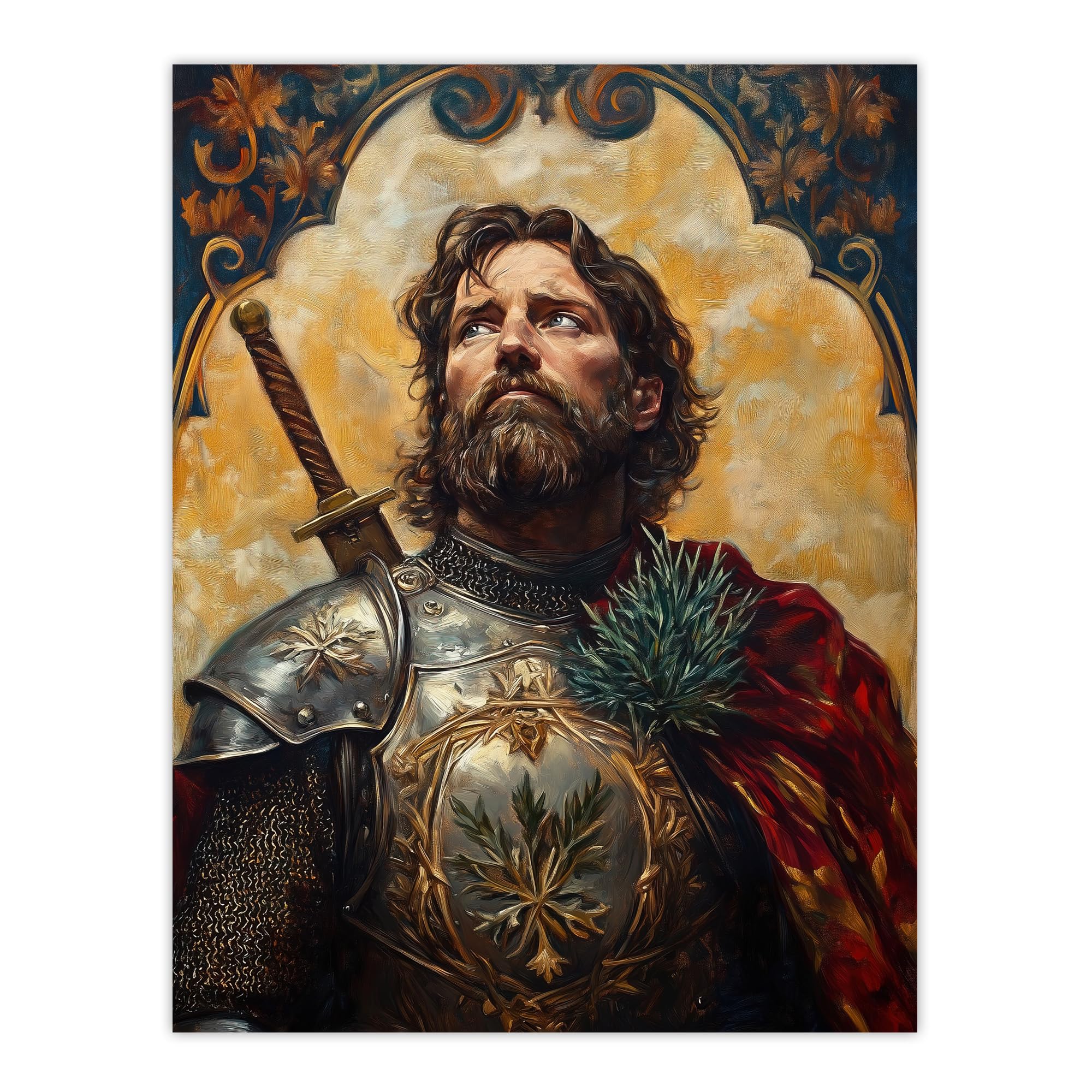 Artery8 William Wallace Thistle Art Nouveau Portrait Man Cave Large Wall Art Poster Print Thick Paper 18X24 Inch