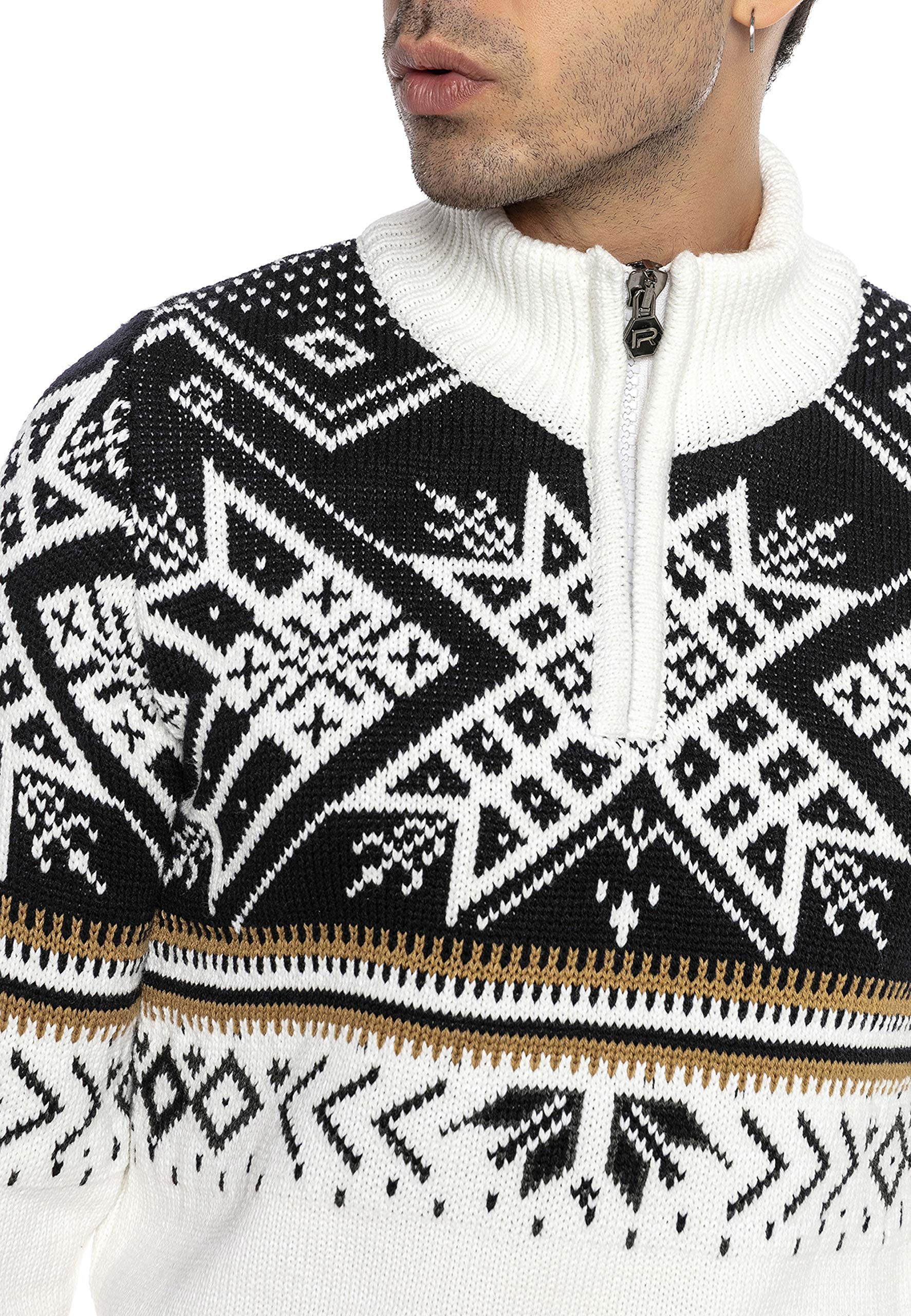 RED BRIDGE Maglione da Uomo Stile Norvegese Pullover con Collo Alto in Cotone