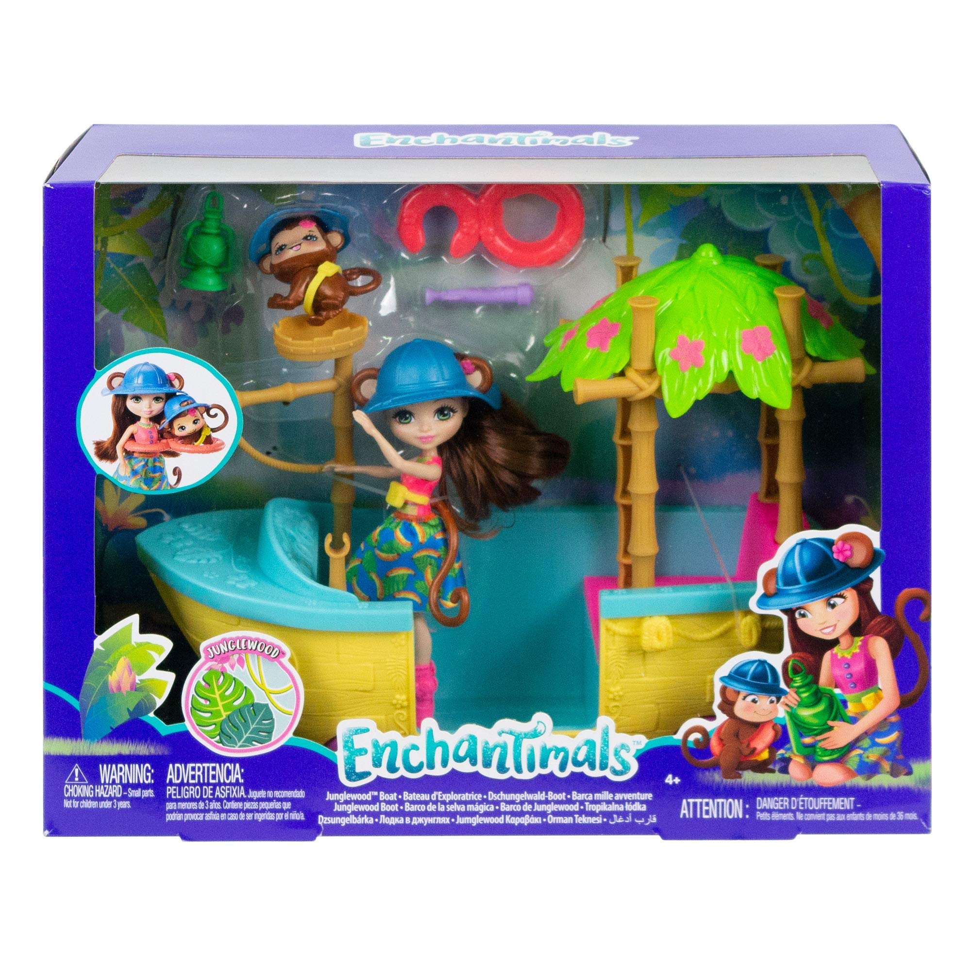 Enchantimals Barco de la Selva mágica con muñeca Merit Monkey (Mattel GFN58)