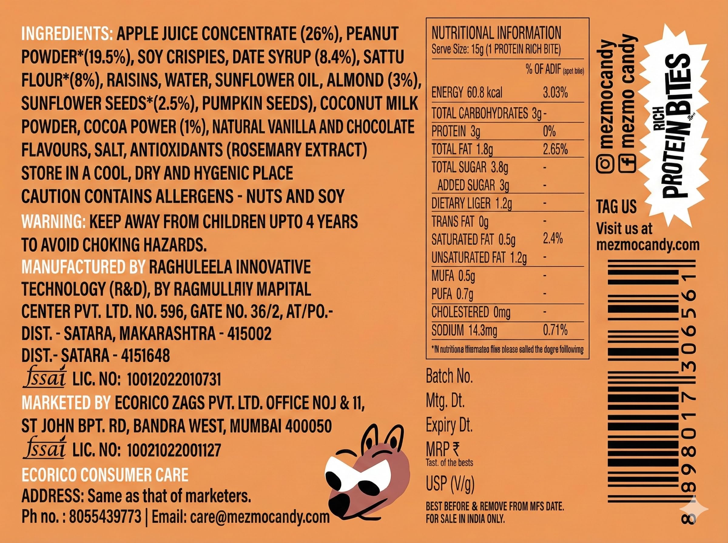 Mezmo Protein Rich Bite Plant based | No Preservative | No Added Sugar | Gut Friendly | No Isolate (Pack of 12) 2