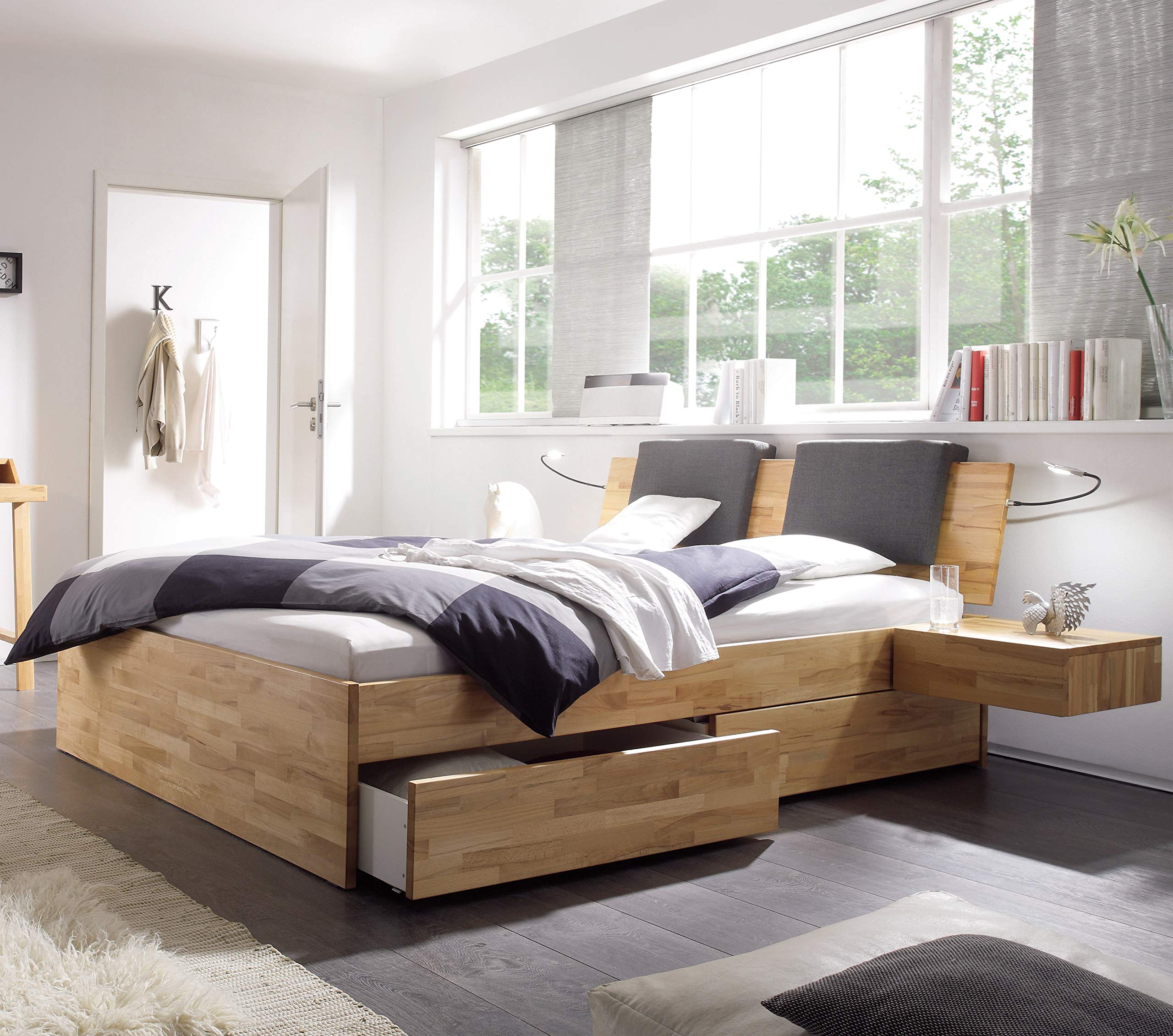 Hasena Bettkasten Bett mit 4 Schubkästen Kernbuche 200x200 Küche, Haushalt & Wohnen