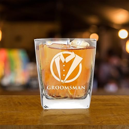 Miniatura 9 de My Personal Memories Cristal estilo esmoquin de 9 onzas para whisky para despedida de soltero, bodas, padrinos de boda regalos para padrinos de boda