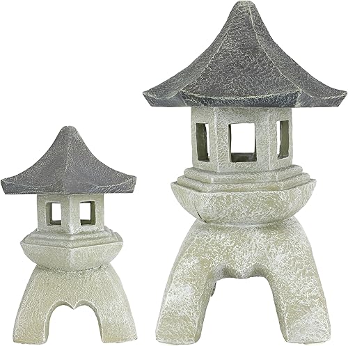 Miniatura 9 de Design Toscano estatua linterna de pagoda tamaño grande, Sencillo, M, Blanco