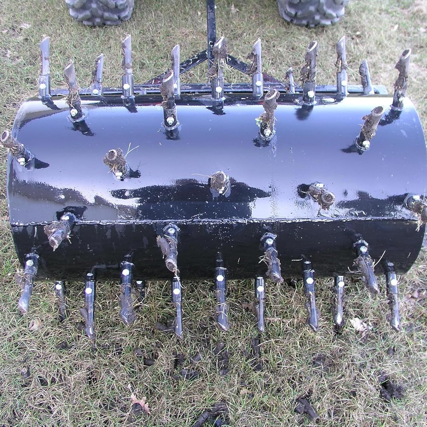 Yard Tuff Drum Plug Style Aerator Tow-Behind Steel Blade for UTVs, ATVs, or Utility Tractors, 36" Wide - Includes 54.6" Long Plugs