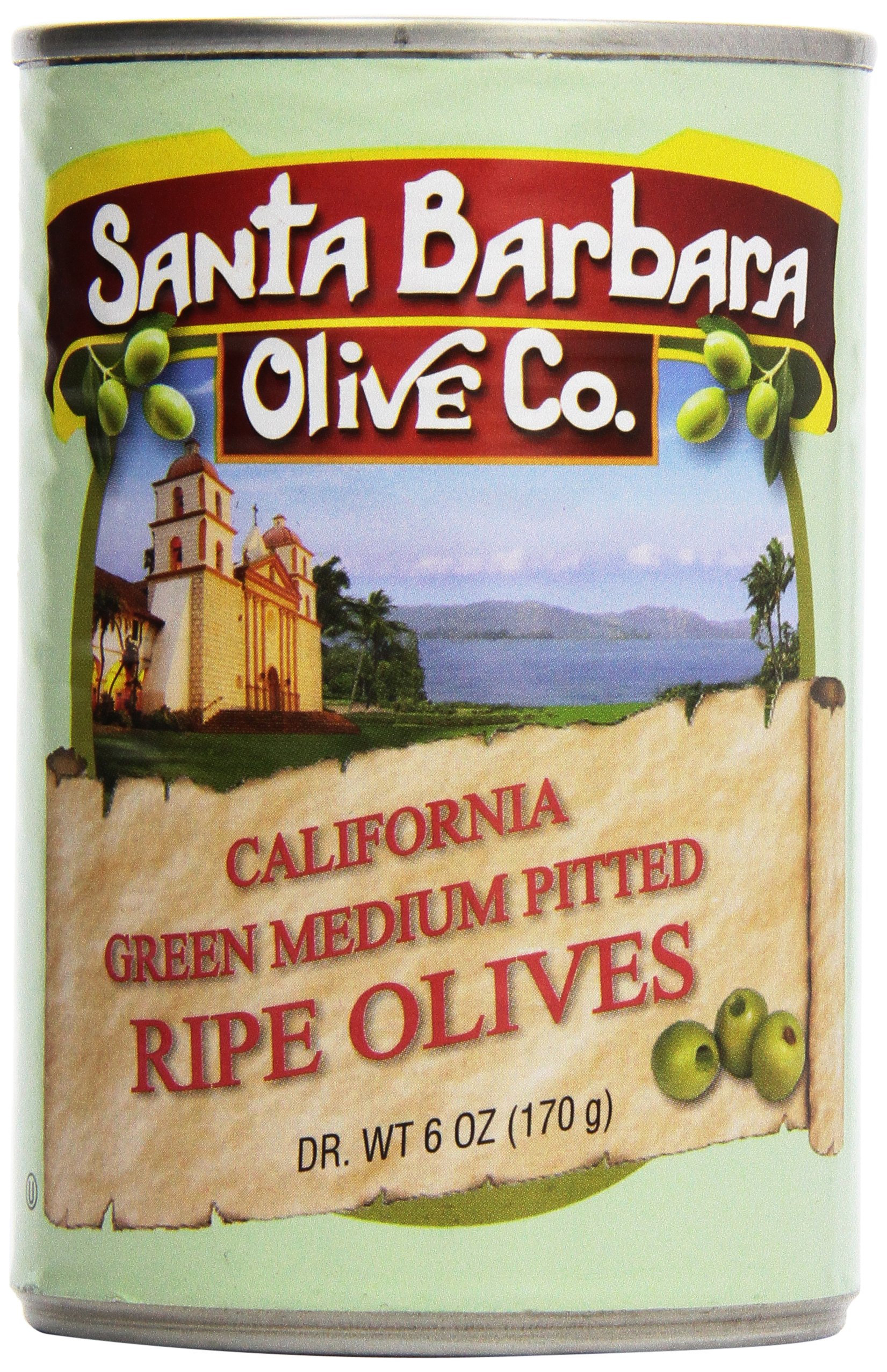 Santa Barbara Olive Company, Green Olives, Medium, Pitted, 6 oz