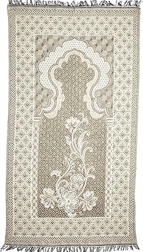 Miniatura 5 de Alfombra de oración musulmana otomana de estilo turco, patrón floral con bonitos regalos islámicos (dos finas alfombras de oración regaladas)